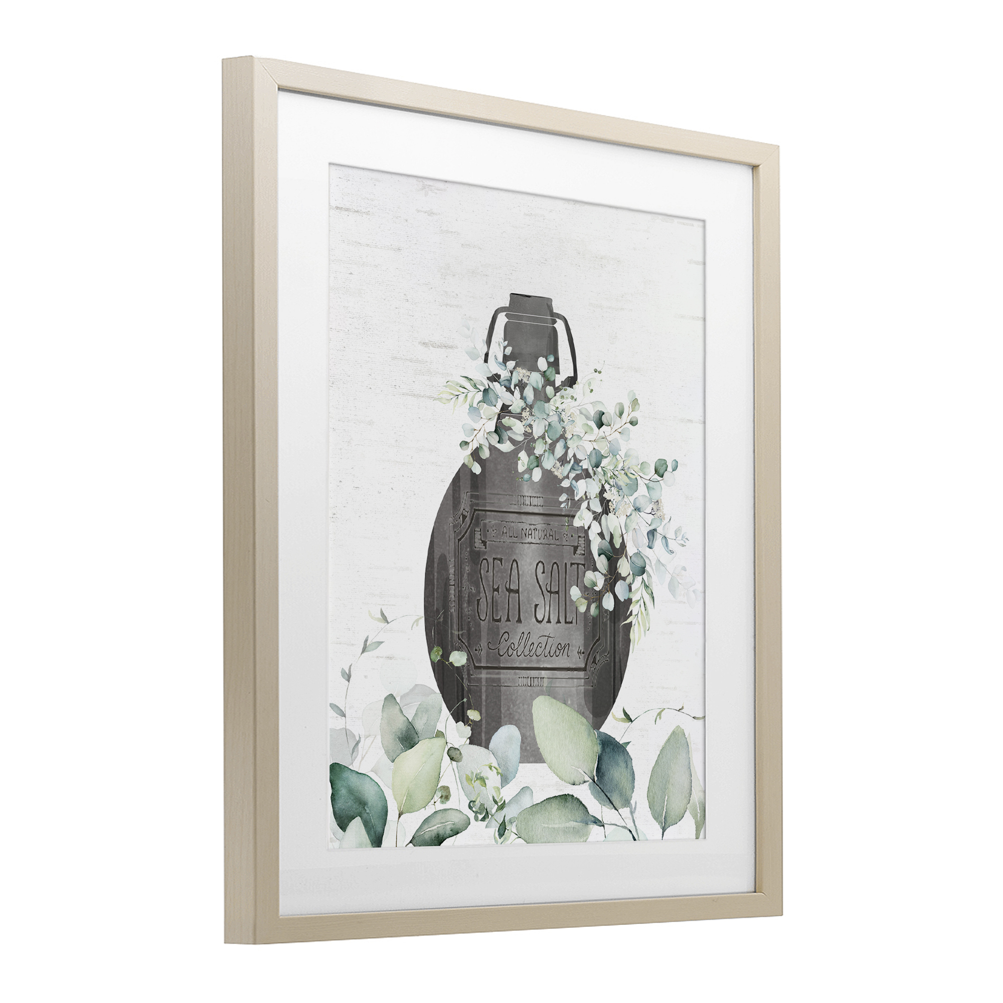 Sea Salt Collection Bottle Birch Framed Print Under Glass, design by Lettered and Lined