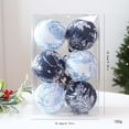 thumbnail image 3 of Dpityserensio 8CM Toile Print Fabric Wrapped Christmas Ornaments Balls 6 Pcs Vintage Chinoiserie Xmas Tree Hanging Decorations With Velvet Ribbon, 3 of 9