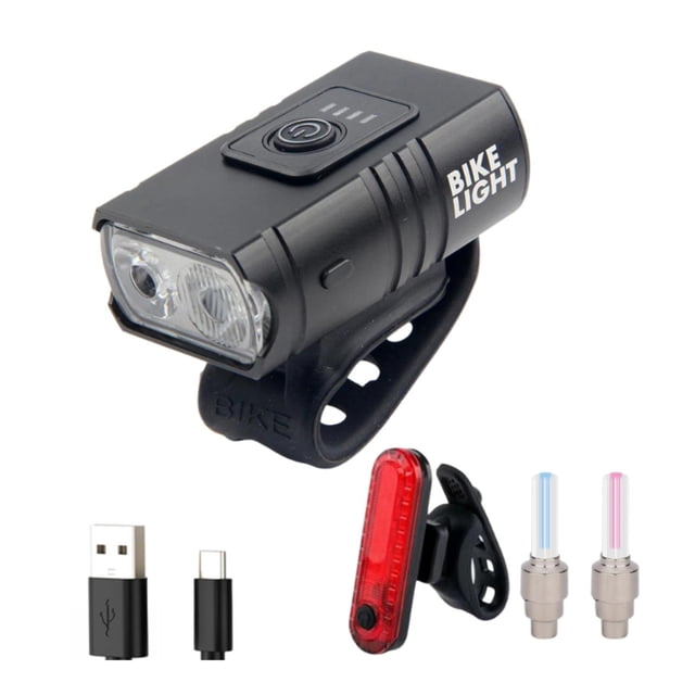 Luz delantera y trasera para bicicleta, 2 LED, fácil de instalar, recargable, resistente a la lluvia. Estilo C