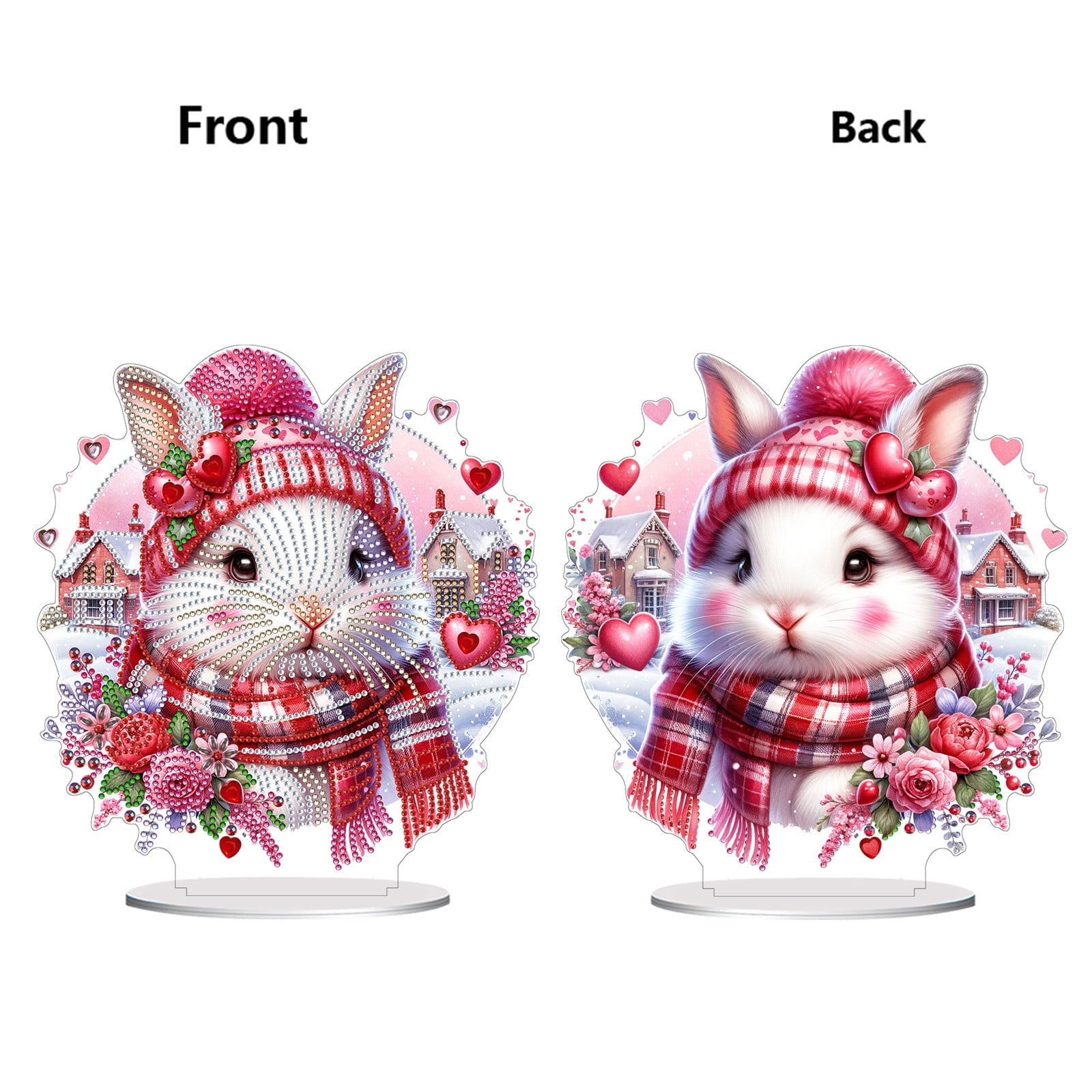 Flopesn Romantic Animal DIY Diamond Art Painting Decorative Ornament, Valentine's Day Gift Creative Design Pet Home Decor (Double-Sided Pattern, Single-Sided Diamonds)-7PCS