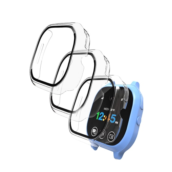 Yaekea 3 Pack Clear Protective Case Compatible with Gizmo Watch 3 Screen Protector Overall Bumper Hard PC Protective Case Tempered Glass Cover for Verizon Gizmo Watch 3