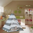 thumbnail image 3 of Kids Teepee Tent, Kids Play Tent with Light String, Toddler Play Tent Playhouse Indoor for Boy Girl Birthday Gift for Kids (Stripe Grey), 3 of 10