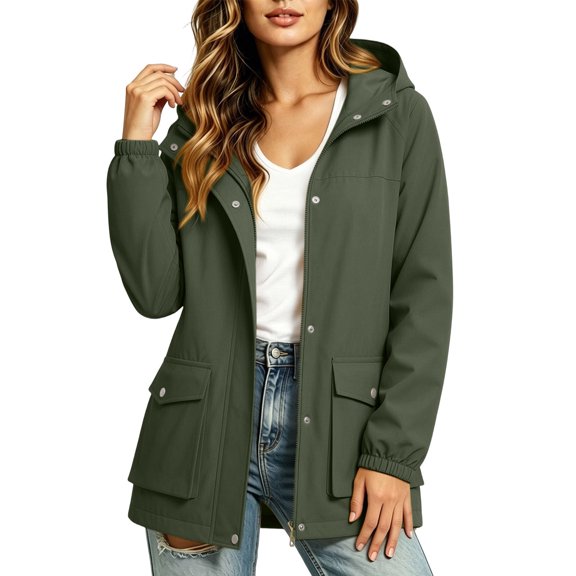 gbyLJF Women's Full Zip Waterproof Rain Jacket Hooded Water-Resistant Coat Lightweight Climbing Windbreaker Jackets