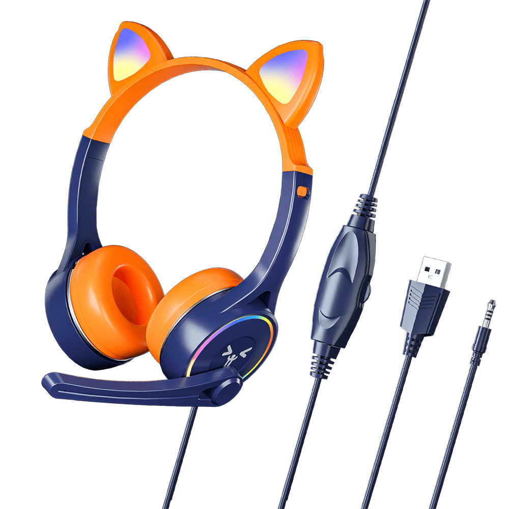 G30 Cat Ear Headset, Wireless Gaming Headsets with RGB LED Light & Mic for Girls, Women Gaming