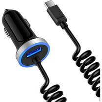 Android C Type USB C S25 Ultra Car Charger Fast Charging for Samsung Galaxy S25 /A16/A23/A35/S24FE/S24 Ultra/S24 Plus/S23FE/S23 Ultra/A25/A15/A54/A14/A53, Car Adapter Plug 3.4A 3FT Coiled USB C Cable