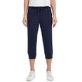 thumbnail image 6 of Stelle Women's Cotton Capri Joggers Pants with Side Pockets Workout Sweatpants,Drawstring Waist Running Yoga Athletic Tapered Casual Pants Lightweight Lounge Pants 20",XS-XXL Navy, 6 of 7