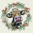 thumbnail image 2 of Keller, Lee 26x26 White Modern Wood Framed Museum Art Print Titled - Christmas Cow Wreath, 2 of 4