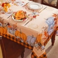 thumbnail image 2 of Pumpkin Table Cloths 60 x 102 Inch Rectangle Fall Farmhouse Plaid Tablecloth, Vintage Spill-Proof Wrinkle Free Fabric Beige Table Covers for Autumn Harvest & Thanksgiving Decor, Orange, 2 of 6