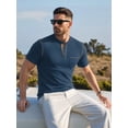 thumbnail image 3 of RICHCOIN Henley Men Shirts Short Sleeve T Shirts for Men Summer Tops Classic Pocket Button Casual Color Block Blue Tees Size L, 3 of 7