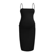 jovati Women Maternity Summer Sleeveless Casual Sundress Pregnancy Off Collar Dress