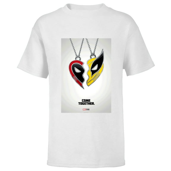 Marvel Studios Deadpool & Wolverine Friends Heart Poster- Short Sleeve T-Shirt for Kids - Customized-White