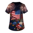 thumbnail image 4 of US 250th Anniversary Scrubs Tops for Women US Flag and Flower Printed Plus Size Scrubs Short Sleeve V-Neck Working Uniform 4th of July Scrub Tops with Pockets, 4 of 4