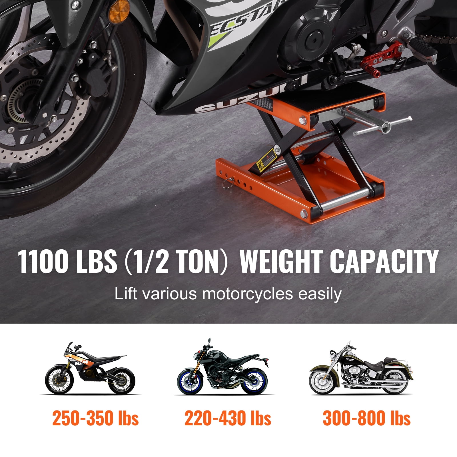KFFKFF Motorcycle Scissor Jack Lift 1100 lbs Wide Deck Hoist Stand for ATVs Bike