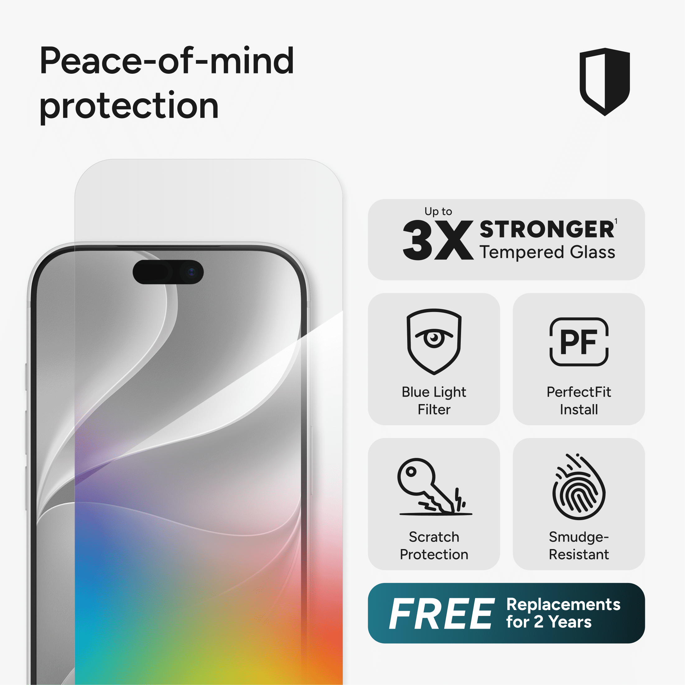ZAGG InvisibleShield Glass Screen Protector with Blue Light Filter for Apple iPhone 18 Pro Max & 17 Pro Max with PerfectFit™ Installation, 3x Stronger Glass, Impact & Scratch Protection