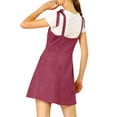 thumbnail image 4 of MODA NOVA Junior's Strap Button Down Faux Suede a-Line Mini Overall Dress, 4 of 6