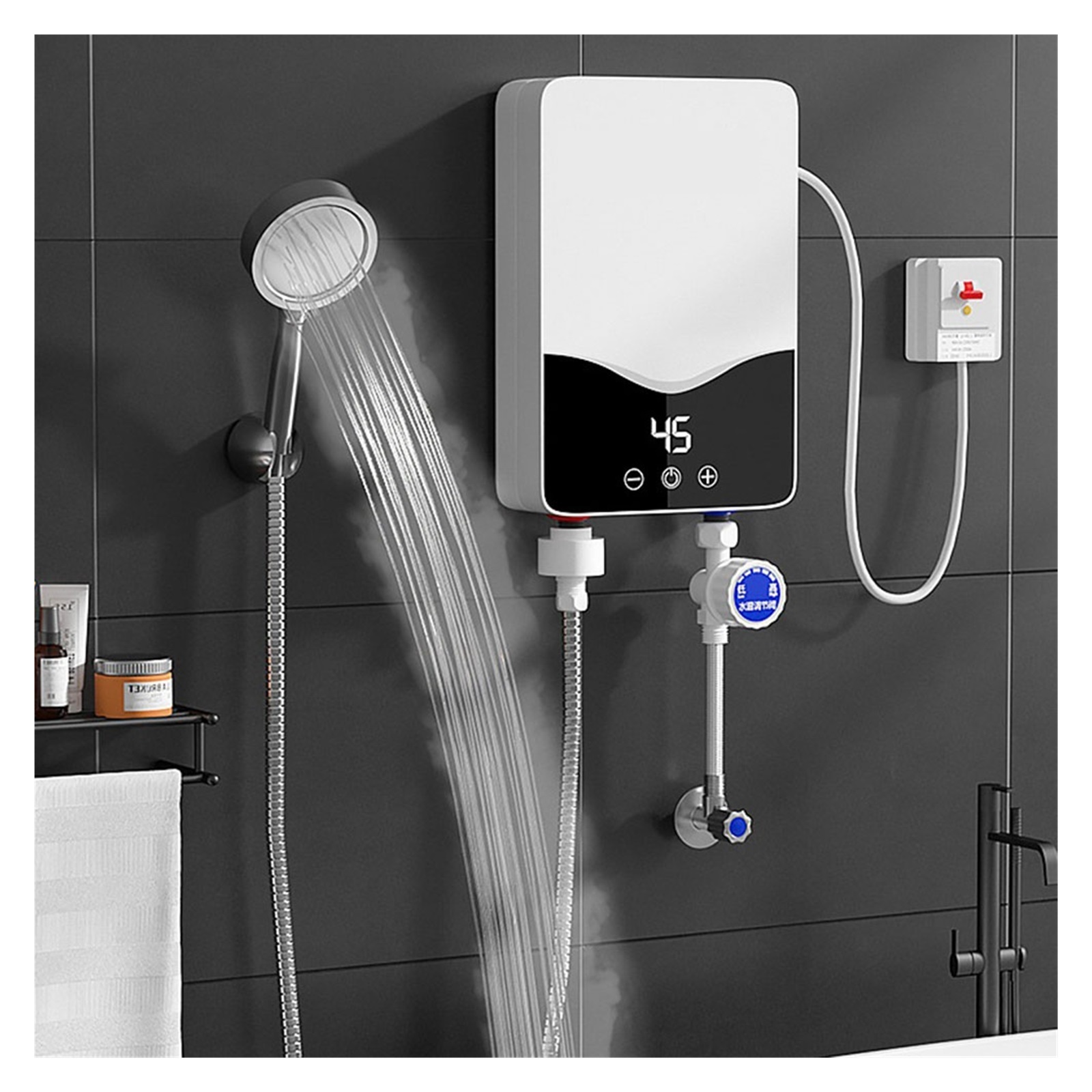 5500W Tankless Water Heater Electric Electric Water Heater Digital Display Instant Hot Water Heater LCD Touch Screen ,Energy Saving
