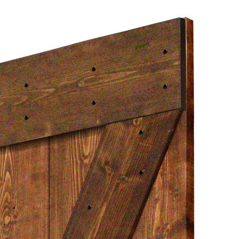 Frameport Rustic Knotty Pine 36 inch by 84 inch Flat Z-Brace Barn Door - Clear Varnish