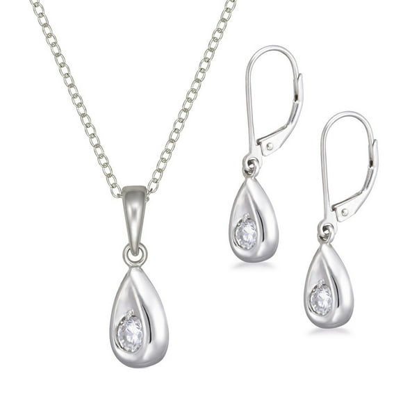 Pendentif en Argent Sterling et Ensemble de Boucles d'Oreilles