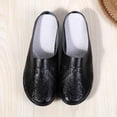 thumbnail image 6 of Women Hollow Floral Cutout Leather Mule Slides Closed Toe Casual Flat Shoes Black 6, 6 of 8