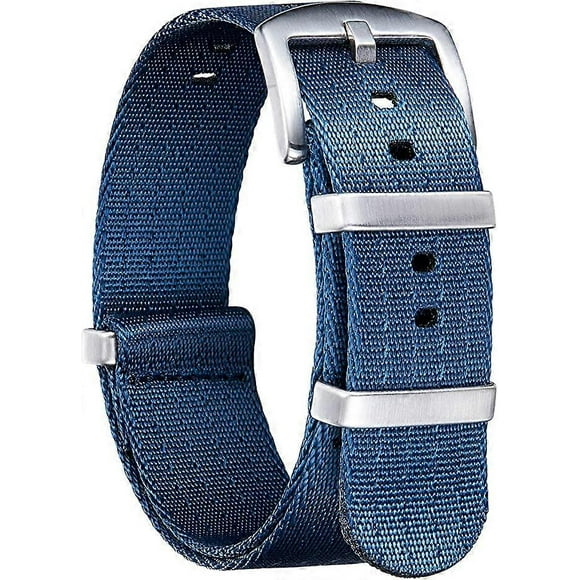 Nylon Watch Strap Military NATO Replacement Watch Strap with Black/Silver Stainless Steel Buckle Men 22mm
