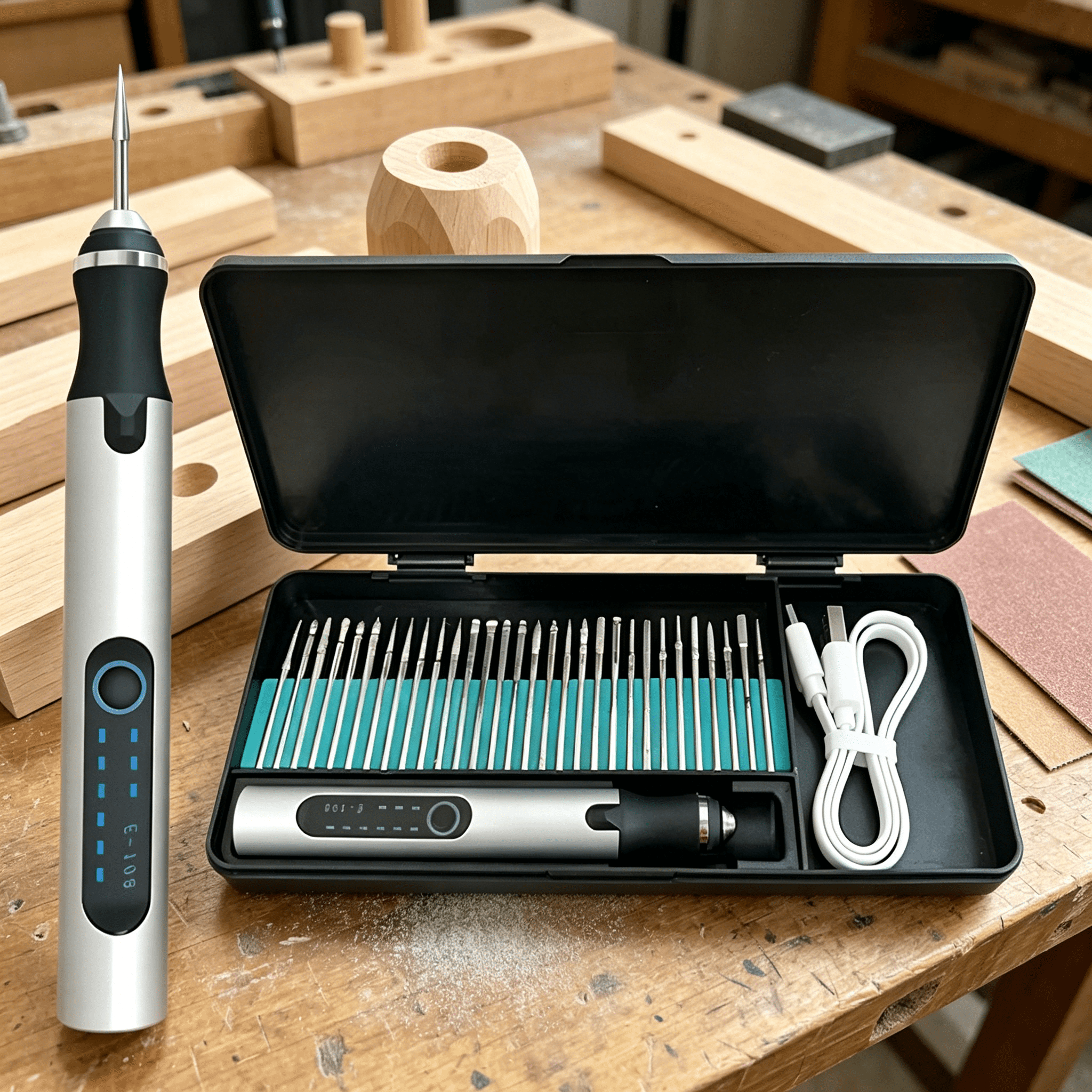 EXLEAF 2026 New Electric Engraving Pen Kit with 30 Bits,Usb Rechargable Cordless Engraving Tools,Portable Diy Engraving Pen for Metal,Wood,Stone,Jewelry,Glass and Plastic