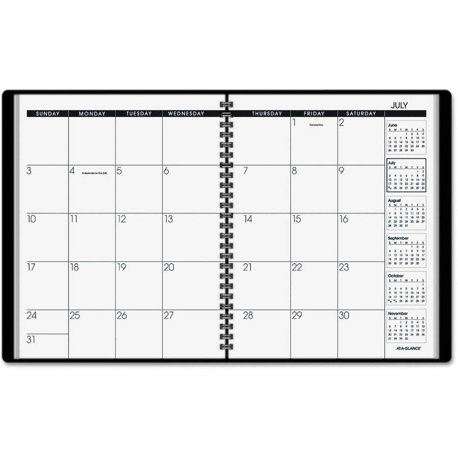 ATAGLANCE Monthly Planner, 6 7/8 x 8 3/4, Black, 20162017 Walmart
