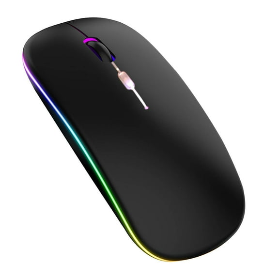 Wireless Bluetooth Mouse, Rechargeable Laptop Mice with LED Lights, Silent Slim Use, 3-Speed DPI (800-1200-1600), Dual Connection (2.4G BT5.0), for Laptop/Tablet/Computer