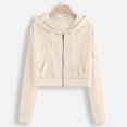 thumbnail image 7 of CAIXIA Women Cropped Cargo Pocket Full Zip Hoodie Long Sleeve Drawstring Zip Up Crop Hooded Jacket Casual Sweatshirts, 7 of 7