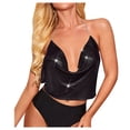 thumbnail image 1 of Top corto sin tirantes con lentejuelas para mujer - Diseño con tirantes metálicos - Top sexy para fiestas/discotecas - Material de poliéster, 1 of 4