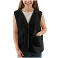 thumbnail image 5 of adviicd Women's Fleece Vest for Autumn Winter, Warm Soft Sleeveless Jacket Casual Short Puffer Waistcoat with Pockets (Black, M), 5 of 8