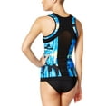 thumbnail image 2 of Calvin Klein Women's Cutout Illusion Active Tankini Top (Cyan/Multi, X-Small), 2 of 2