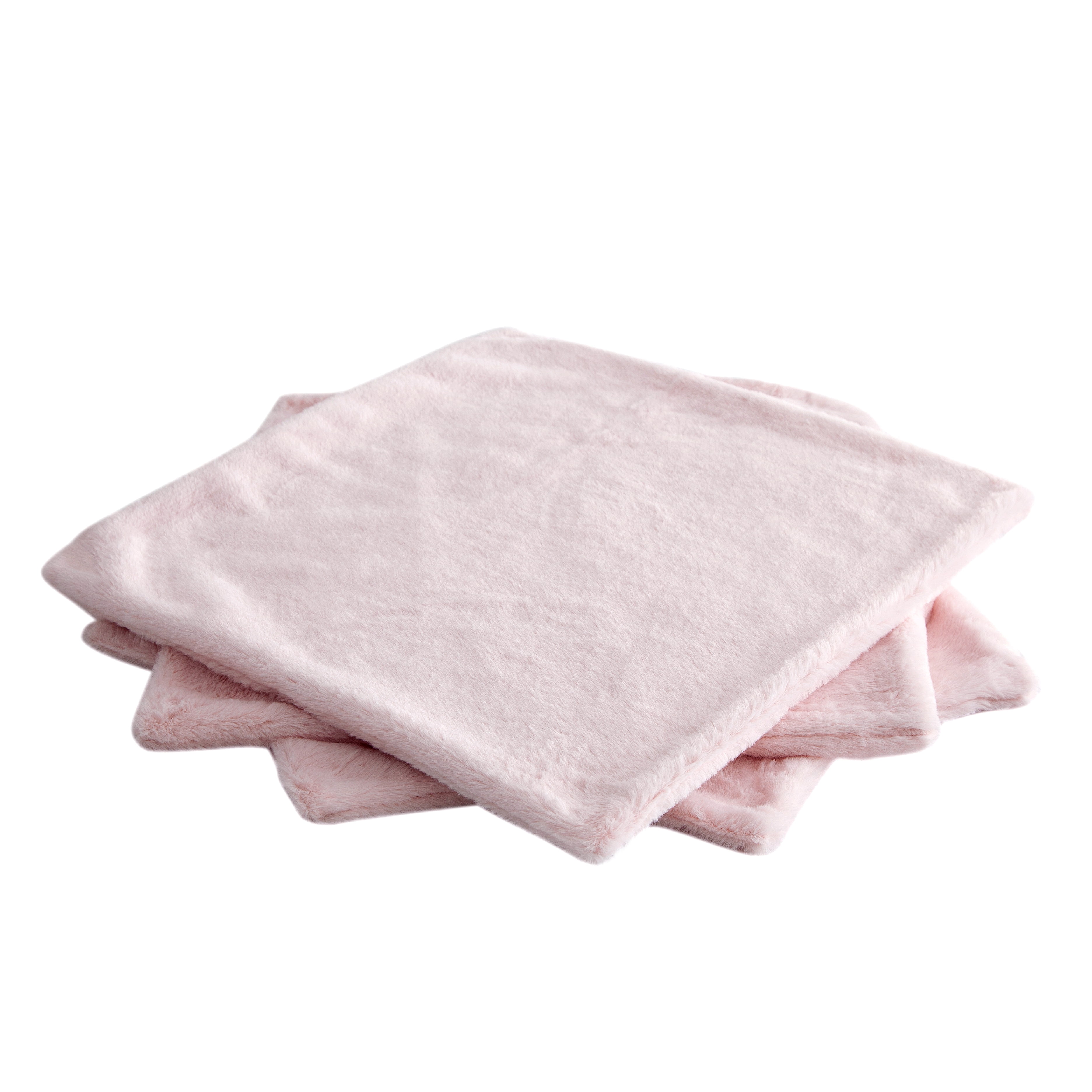 Home Soft Things Rabbit Faux-fur Throw Pillow Cover 4 Piece Set, 20" x 20", Soft Pink