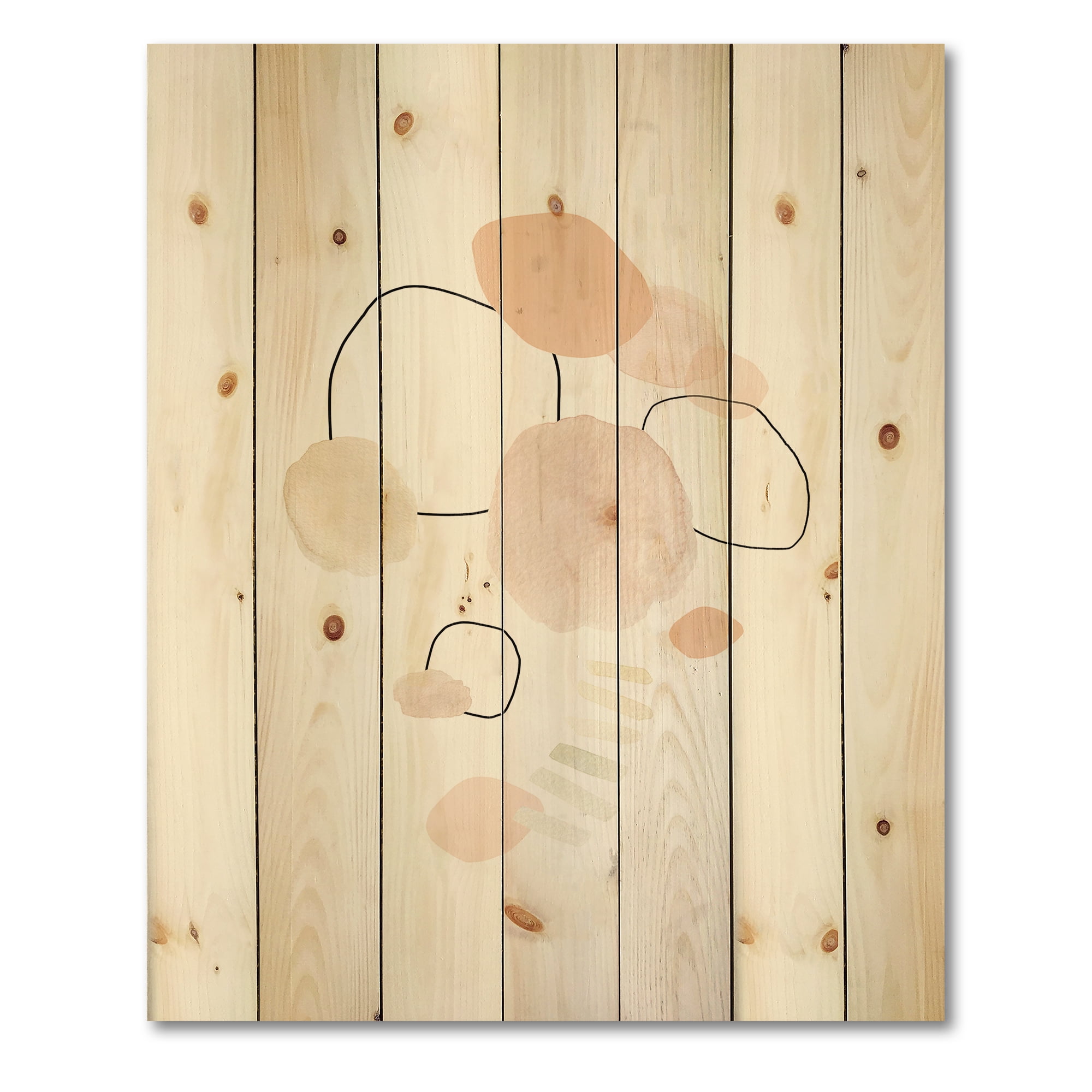 Designart 'Watercolour Stains On White' Shabby Chic Print on Natural Pine Wood