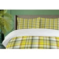 thumbnail image 4 of Ambesonne Grey Yellow Duvet Cover Sets, Vibrant Madras Plaid, 2-Queen, Yellow Multicolor, 4 of 7