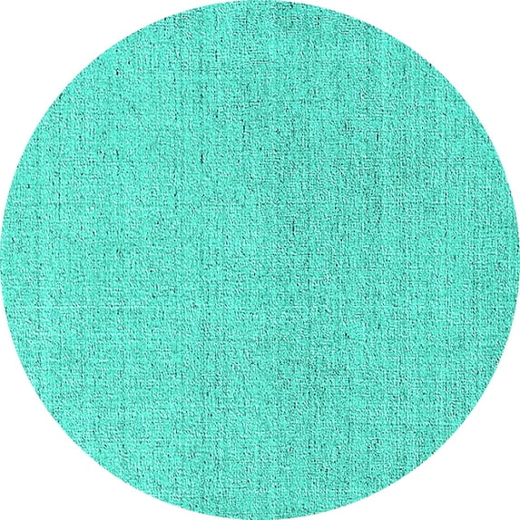 Ahgly Company Machine Washable Indoor Round Solid Turquoise Blue Modern Area Rugs, 5' Round