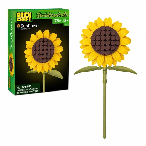 Brickcraft Bricktanicals Sunflower Building Kit (76-Piece Set), Adjustable Angling Display Flower, Mix-and-Match Bouquet Series, Decor Gift for Adults Ages 8