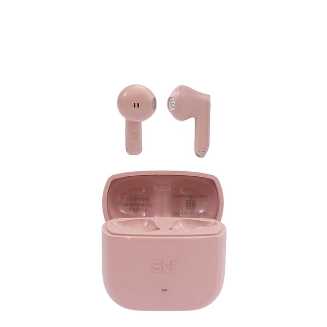 Audífonos Inalámbricos TWS STF HYRO con Cancelación de Ruido ENC, 4 Micrófonos, Bluetooth, 35-42h de Batería, Estuche de Carga Tipo C, color rosa