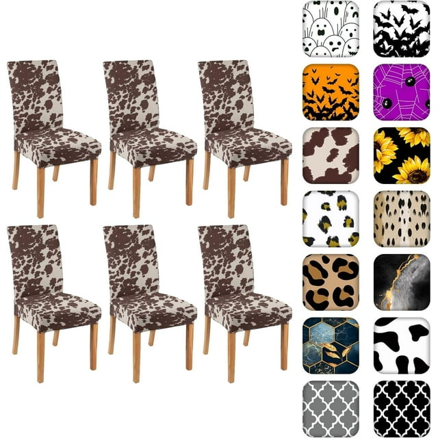 Chair Covers for Dining Room Set of 6, Stretch Dining Chair Cover 6 Pieces, Washable Kitchen Parsons Chair Slipcovers 6 Pack, Removable Seat Protector for Home and Party