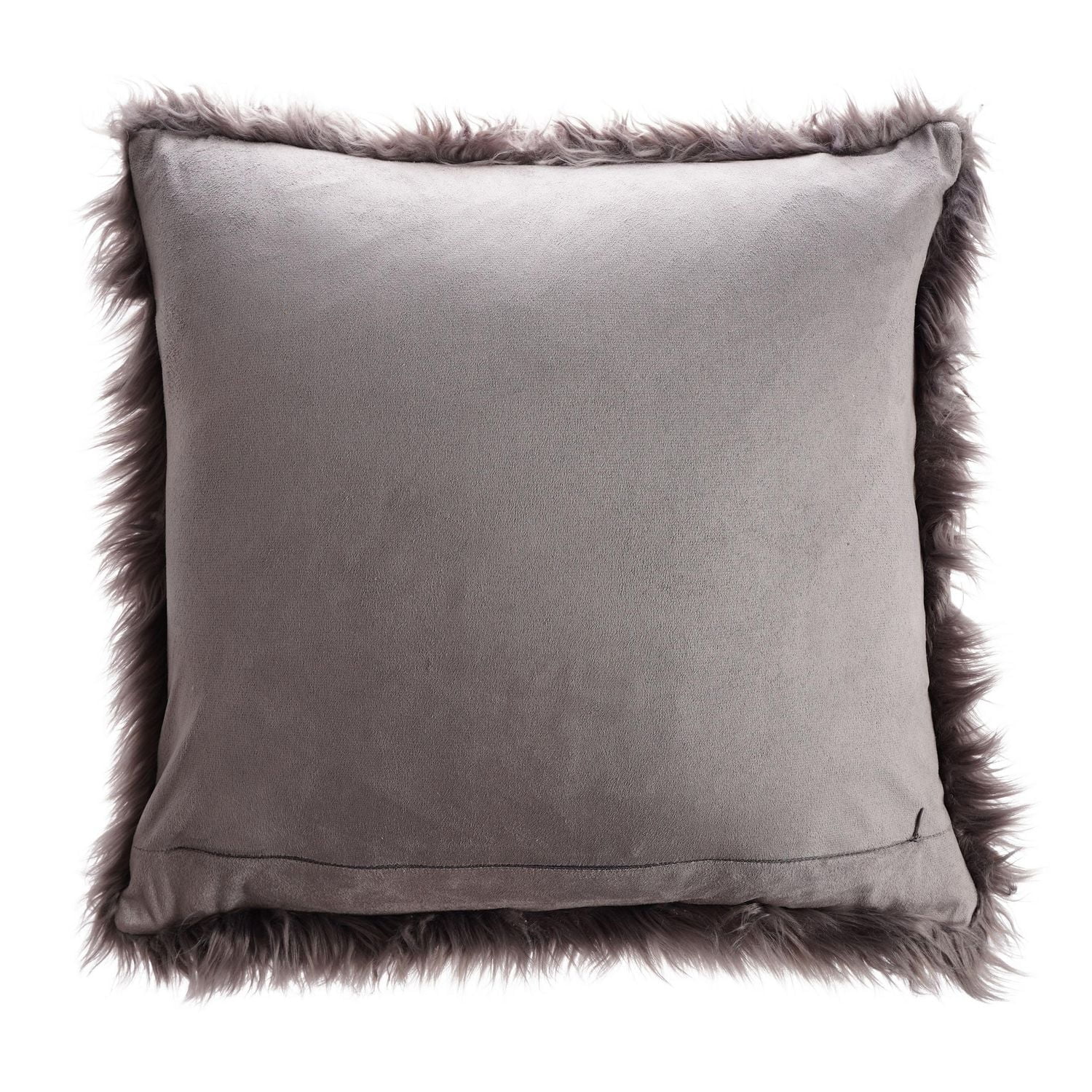 Housse de coussin décoratif fausse fourrure gris  (pas d'insert inclus)