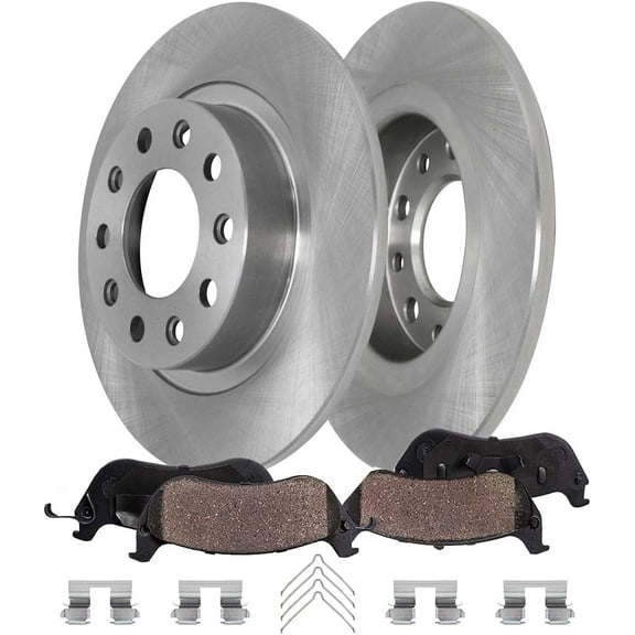 Detroit Axle - Rear Brake Kit for 2013-2016 Dodge Dart, 2014 2015 Disc Brake Rotors Ceramic Brake Pads with Hardware Replacement : 10.39" inch Rotors