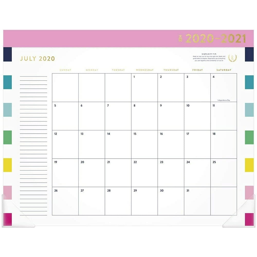 Academic Desk Calendar 2020-2021, Simplified for AT-A-GLANCE Desk Pad