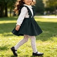 thumbnail image 6 of Girl Corduroy Suspender Skirt, Ruffled Shoulder Straps A-Line Pinafore Skirt, Elastic Waist Flowy Overall Skirt Green 3-4 Years, 6 of 8