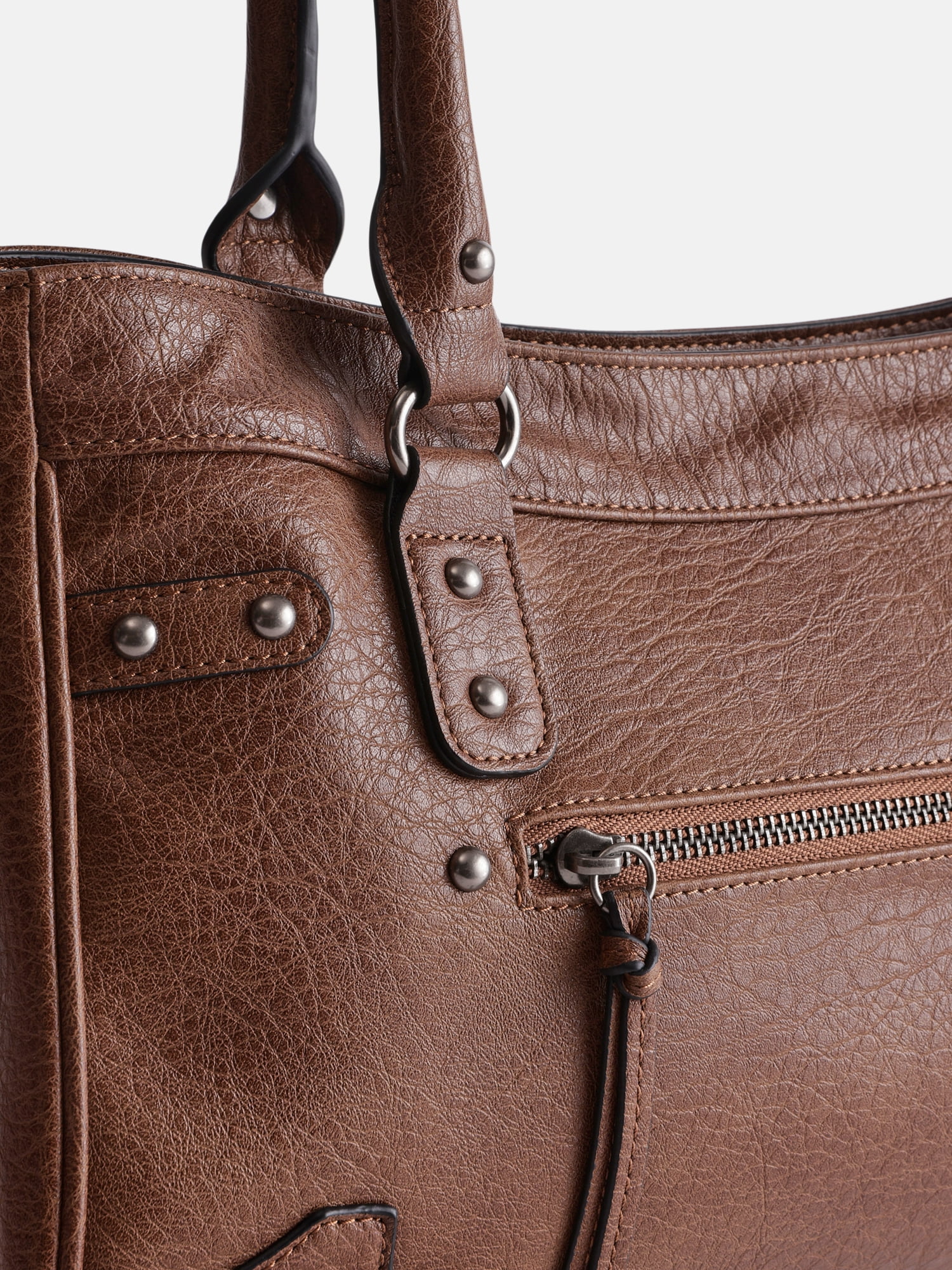 No Boundaries Women's Faux Leather Shoulder Bag, Obsidienne