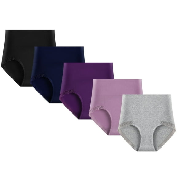 Hbhpov Women Cotton Underwear Briefs Slight Tummy Control, 5 Pack, Size S-3XL