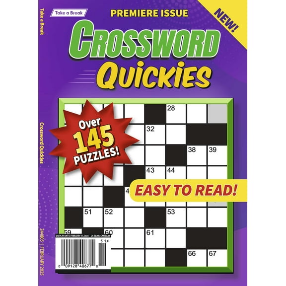 Take a Break - Crossword Quickies 244805 Easy To Read: 145 Puzzles, Hours Of Mind-Boosting Fun, Brain Challenges, Relax, Unwind, Unplug, Recharge, De-Stress, Reduce Anxiety, Sit Back Solve!