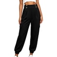 thumbnail image 2 of Women High Waist Cargo Jogger Pants Multi Pockets Pleated Loose Casual Cuffed Trousers for Outdoor Work Black M, 2 of 8