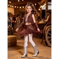 thumbnail image 7 of Aiihoo Kids Girls Tassel Jazz Dance Outfits Fringe Sequin Tops Skirt with Built-in Shorts And Oversleeves Western Cowgirl Wear Brown 14, 7 of 7
