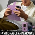 thumbnail image 5 of for iPhone 16 Pro Wallet Case, PU Leather Flip Cover with Kickstand, Magnetic Closure Wrist Strap 3 Card Slots & 1 Cash Pocket Shockproof Full Body Protection for iPhone 16 Pro, Purple, 5 of 9