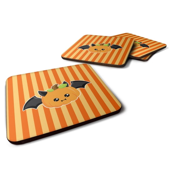 Halloween Pumpkin Bat Foam Coaster Set of 4