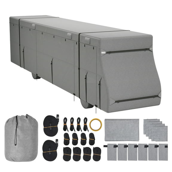 KFFKFF Class A Motorhome Cover, Suitable for 40-43 ft RV, Crafted from Non-woven Fabric, Offers Water Resistance, Wind Resistance, and Durability, Comes with Storage Bag, Repair Kits, Straps